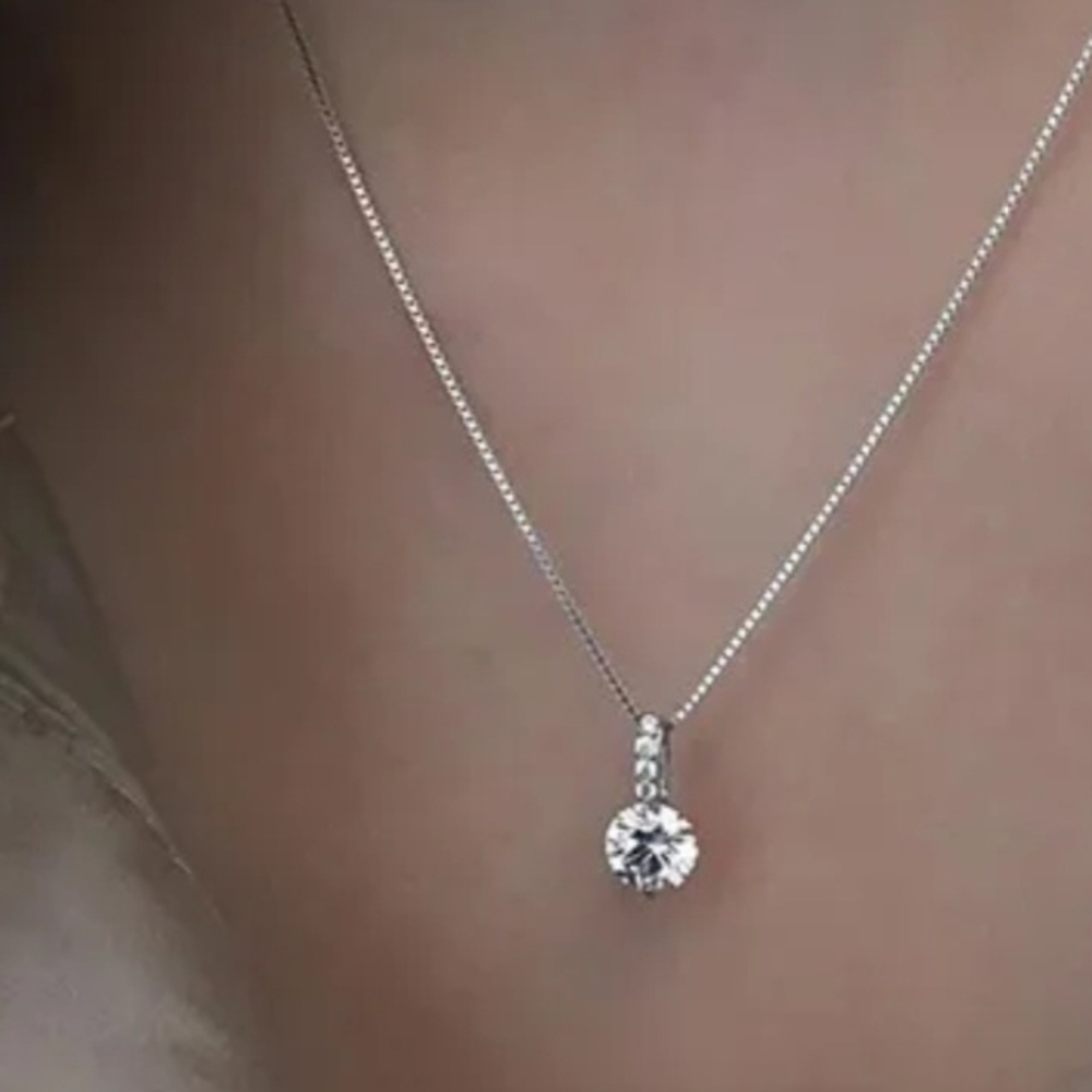Diamond set In Strrling Silver Necklace